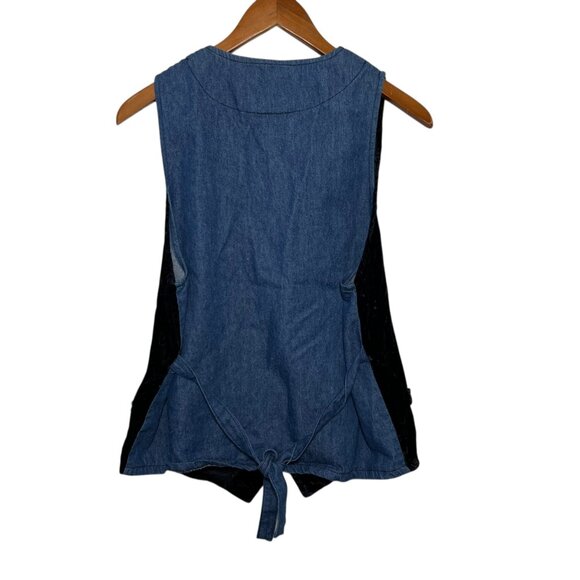 Vintage Boho Whimsigoth Velvet Rosette Granola Nature Denim Vest Whimsical Large - Picture 6 of 10